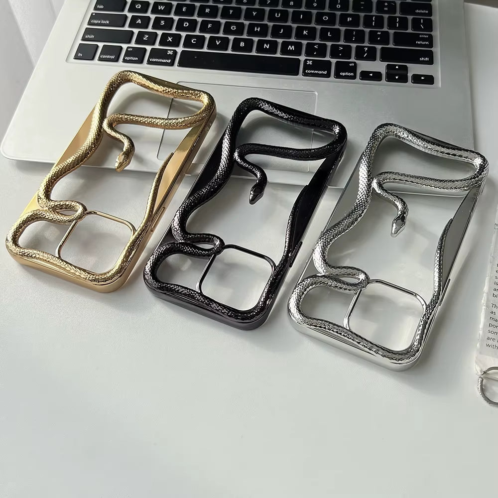 Luxury 3D Snake Hollow Dissipate Heat Phone Case for Iphone 16 15 14 13 12 11 Pro Max Shockproof Electroplated Soft Cover