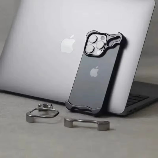 Elevate Your Style with the Luxury Irregular Aluminum Alloy Bumper Case for iPhone 16/15/14/13/12 Pro Max - Ultimate Lens Film Protection!