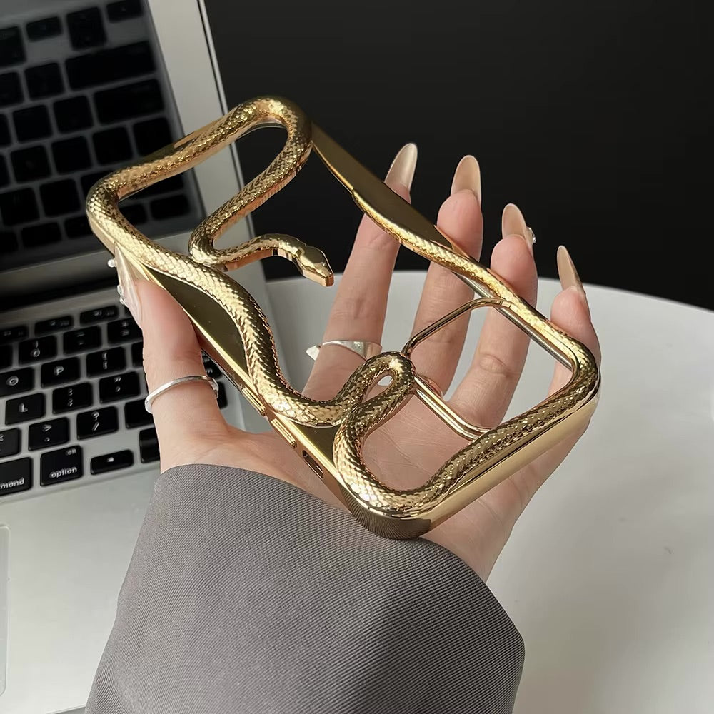 THE CONVERSATION STARTER CASE -- Luxury 3D Snake Hollow Dissipate Heat Phone Case for iPhone 16 15 14 13 12 11 Pro Max Shockproof Electroplated Soft Cover