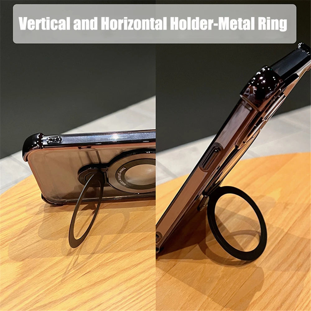 Stylish & Protective Luxury Plating Magnetic Bracket Case for iPhone 15-11 Pro Max with Stand Feature