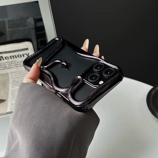 Luxury 3D Snake Hollow Dissipate Heat Phone Case for Iphone 16 15 14 13 12 11 Pro Max Shockproof Electroplated Soft Cover